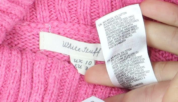 Wallis Petite Womens Pink Roll Neck Jumper Size 10 Cotton Knit