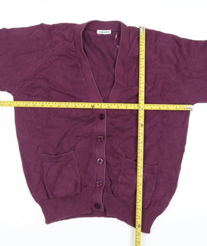 Damart Women’s Purple V-Neck Cardigan L Long Sleeve Cotton Blend