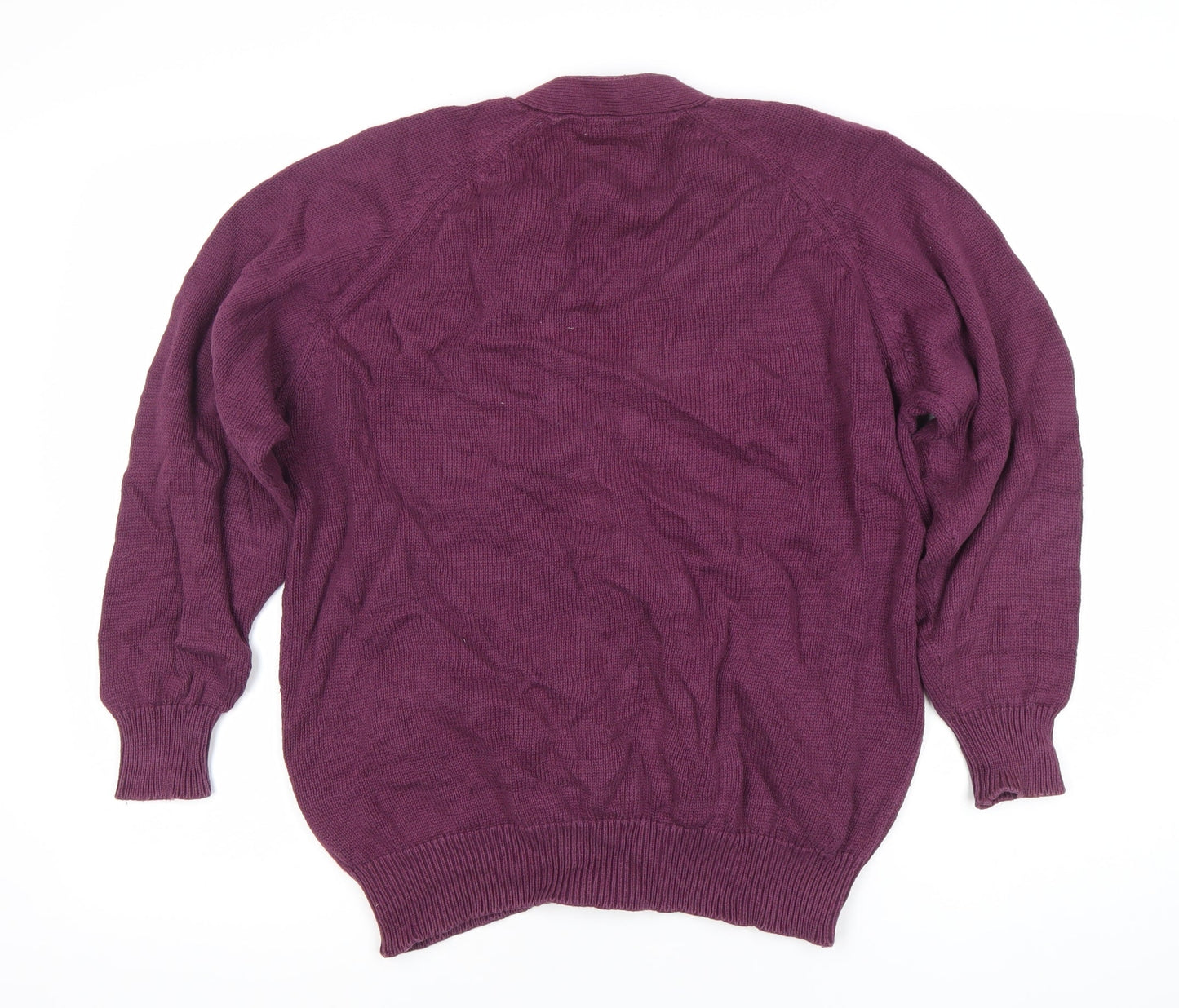 Damart Women’s Purple V-Neck Cardigan L Long Sleeve Cotton Blend