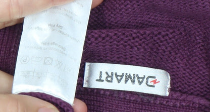 Damart Women’s Purple V-Neck Cardigan L Long Sleeve Cotton Blend