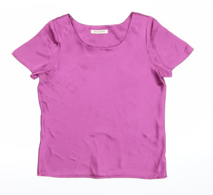 Jacques Vert Women's Pink Size 12 Satin Blouse Scoop Neck