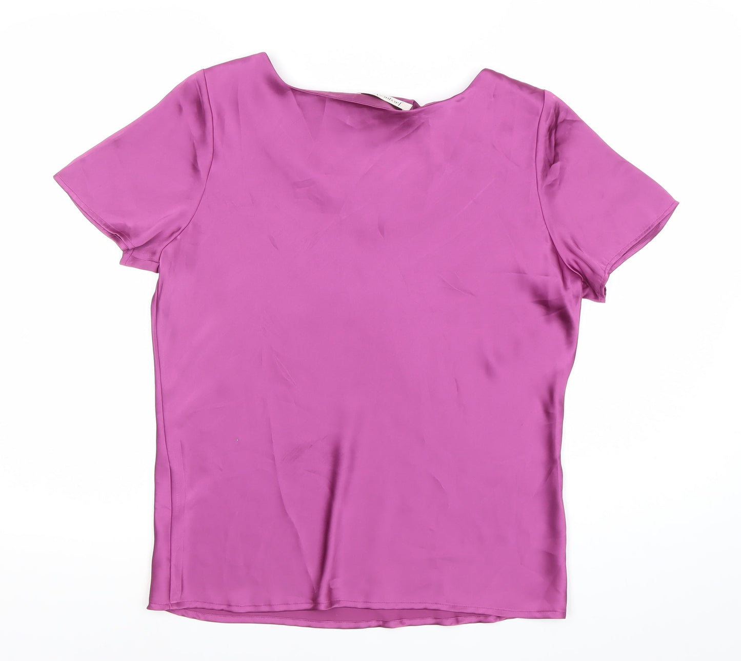 Jacques Vert Women's Pink Size 12 Satin Blouse Scoop Neck