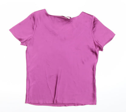 Jacques Vert Women's Pink Size 12 Satin Blouse Scoop Neck