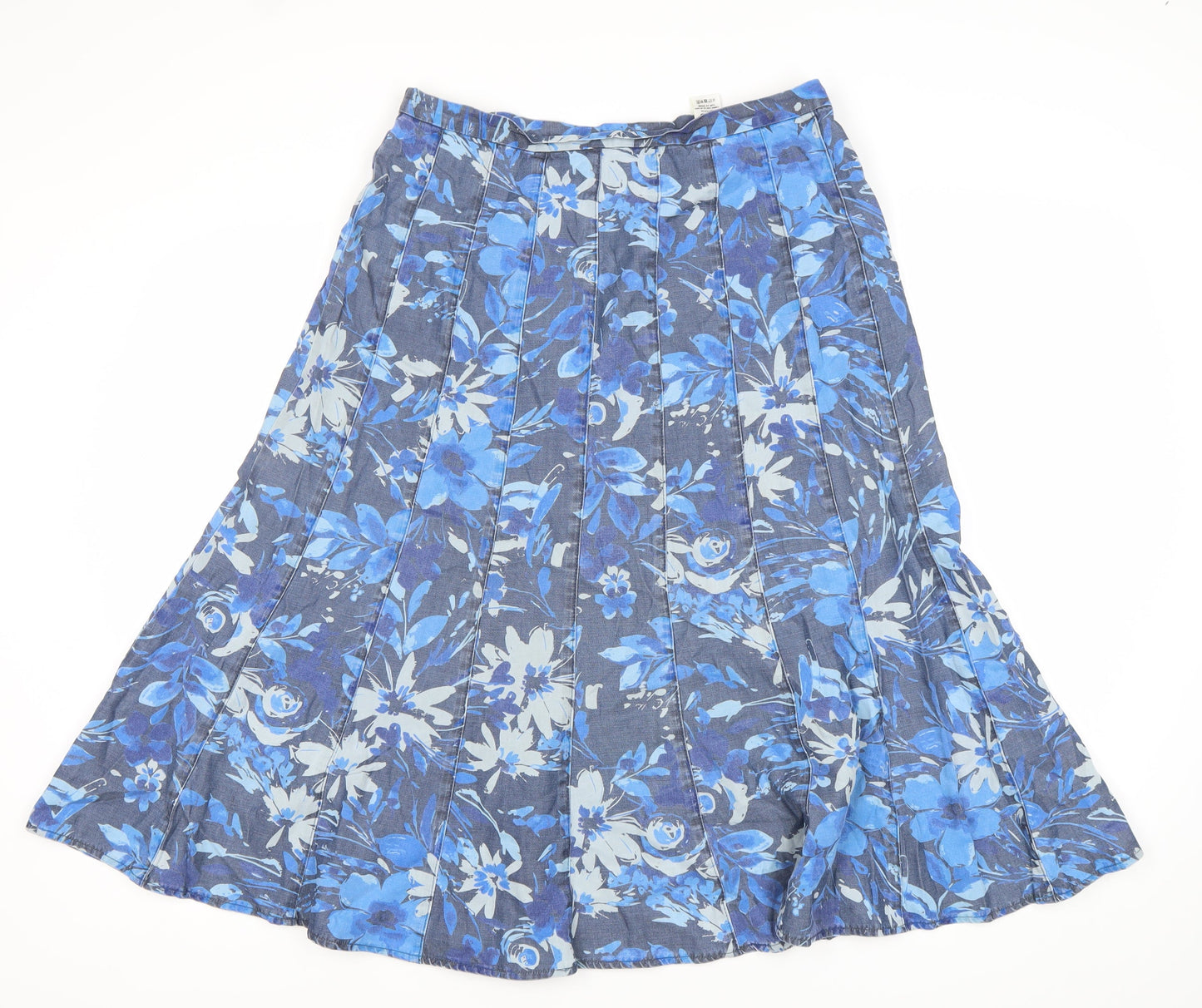 Marks and Spencer Women’s Blue Floral A-Line Pleated Skirt Size 14