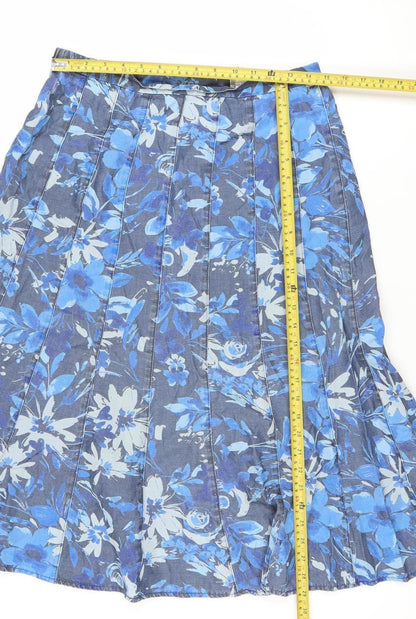 Marks and Spencer Women’s Blue Floral A-Line Pleated Skirt Size 14