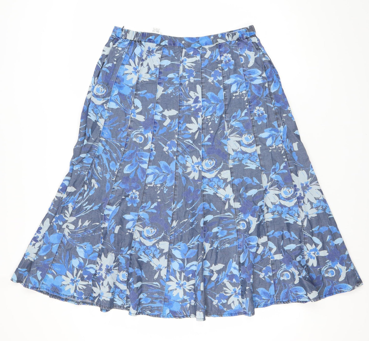 Marks and Spencer Women’s Blue Floral A-Line Pleated Skirt Size 14