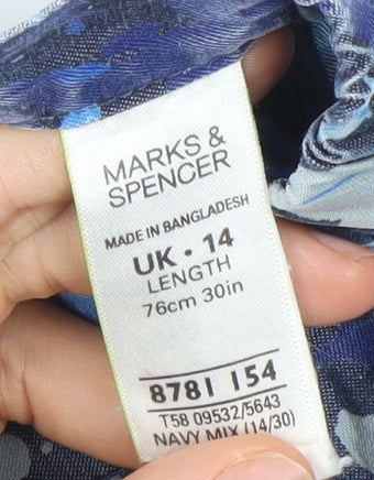 Marks and Spencer Women’s Blue Floral A-Line Pleated Skirt Size 14