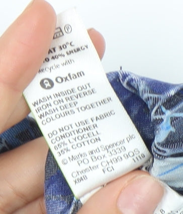 Marks and Spencer Women’s Blue Floral A-Line Pleated Skirt Size 14