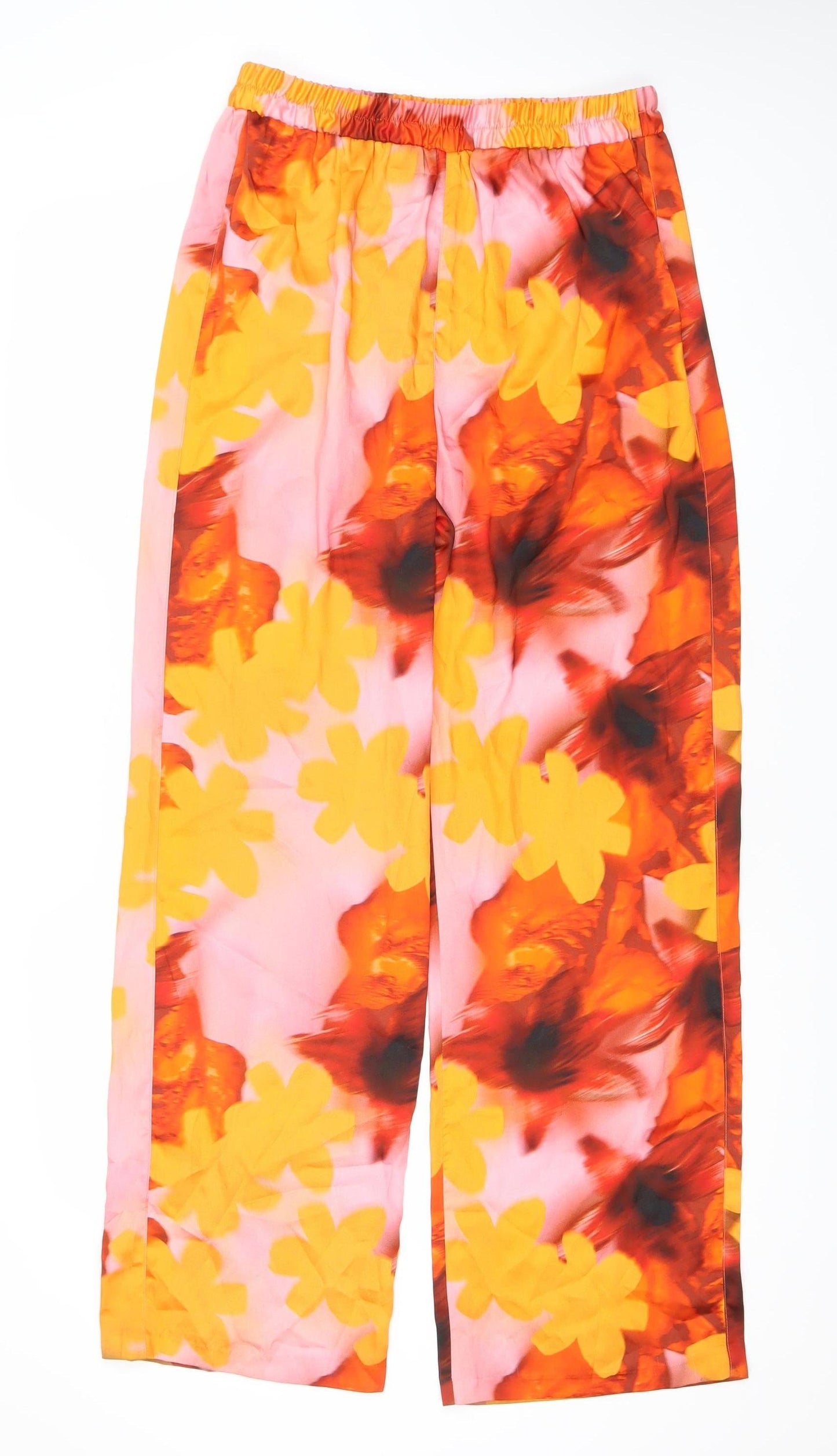 River Island Womens Multicoloured Floral Wide-Leg Trousers Size 12