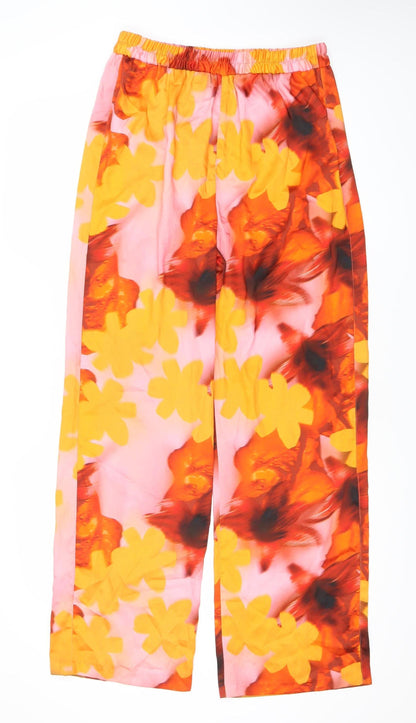 River Island Womens Multicoloured Floral Wide-Leg Trousers Size 12