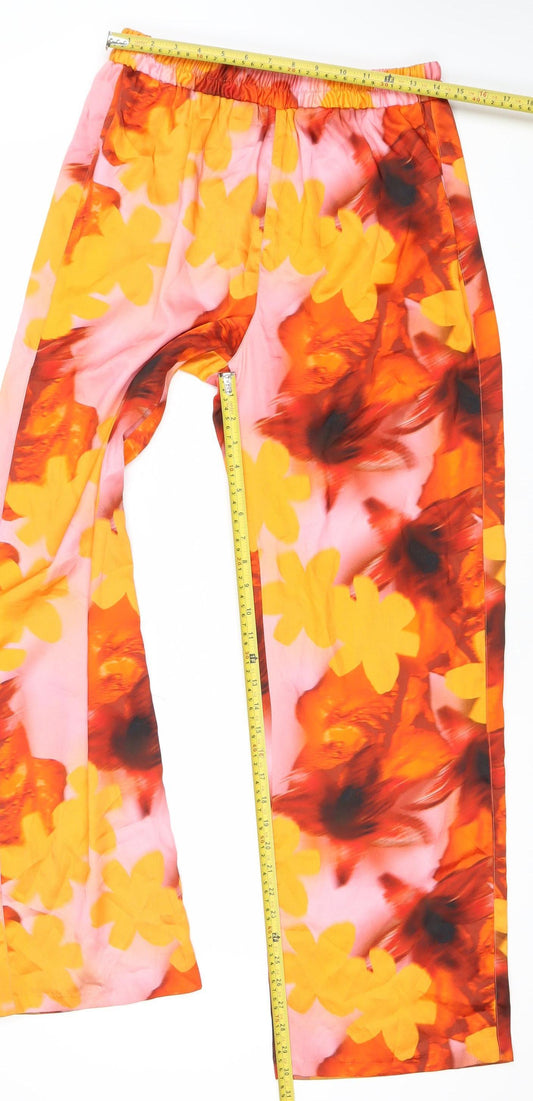 River Island Womens Multicoloured Floral Wide-Leg Trousers Size 12