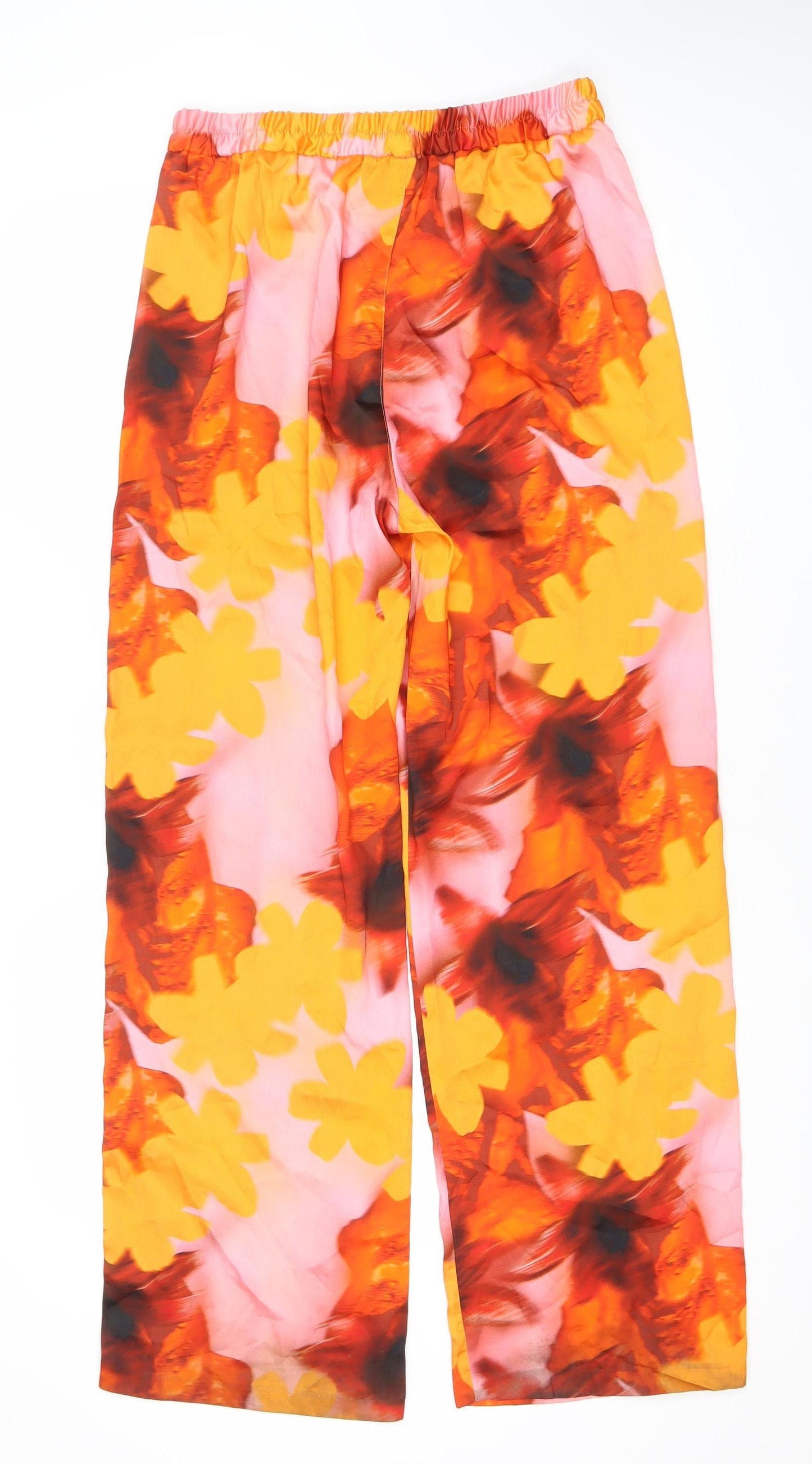 River Island Womens Multicoloured Floral Wide-Leg Trousers Size 12