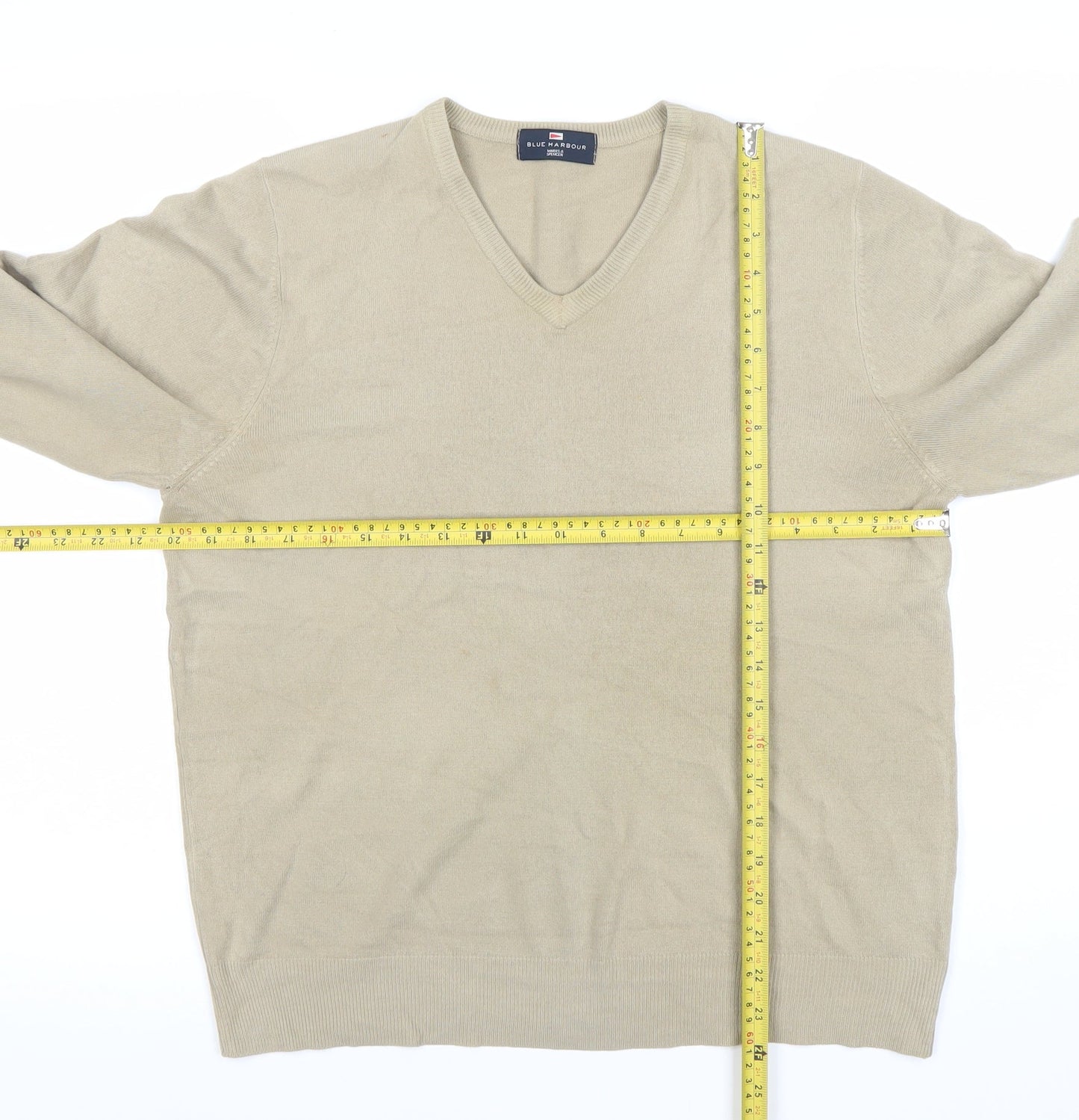 Marks and Spencer Men’s Beige V-Neck Pullover Jumper M