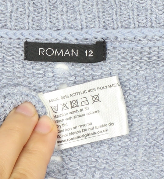 Womens UK Size 12 Roman Grey Cardigan Jumper