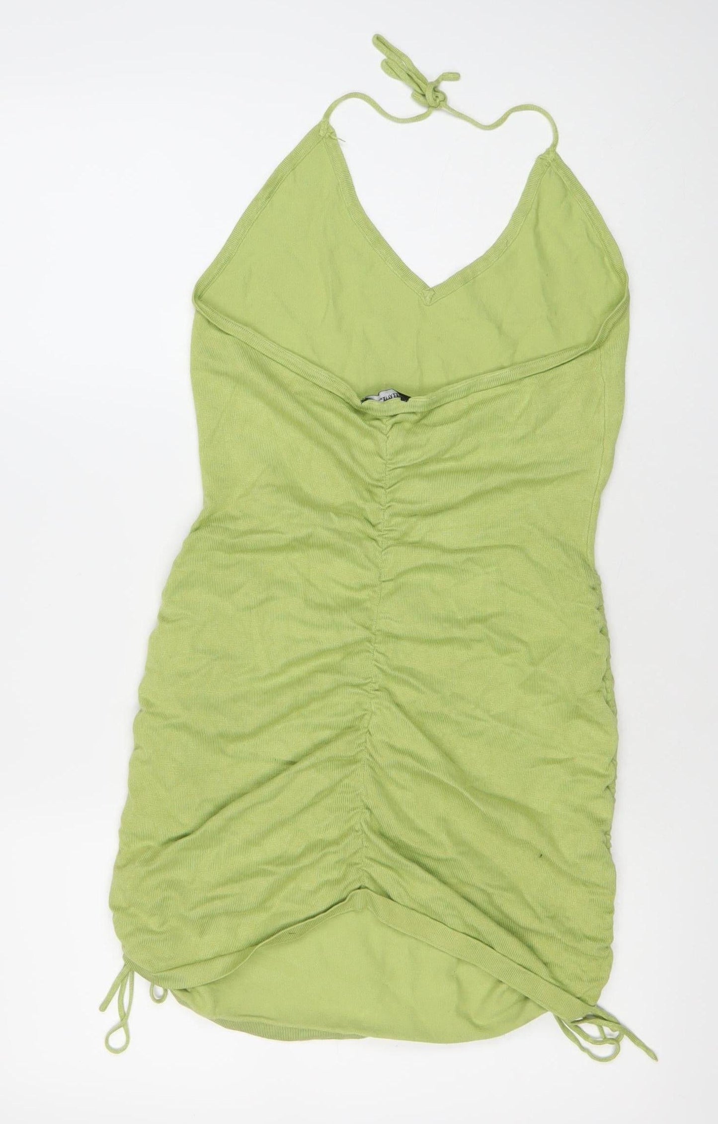 PrettyLittleThing Women’s Green Mini Slip Dress Size M Halter Neck