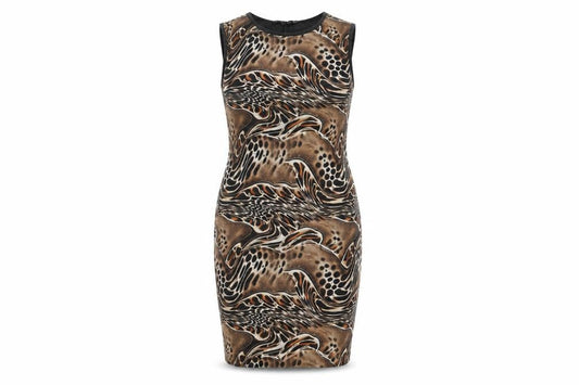 Front view of I Saw It First women’s brown animal print bodycon dress, size UK 8