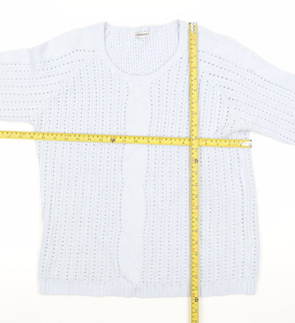 Damart Women’s Blue Scoop Neck Open-Knit Pullover Jumper Size L