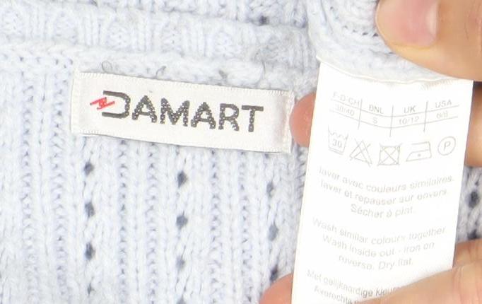 Damart Women’s Blue Scoop Neck Open-Knit Pullover Jumper Size L