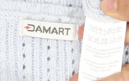 Damart Women’s Blue Scoop Neck Open-Knit Pullover Jumper Size L