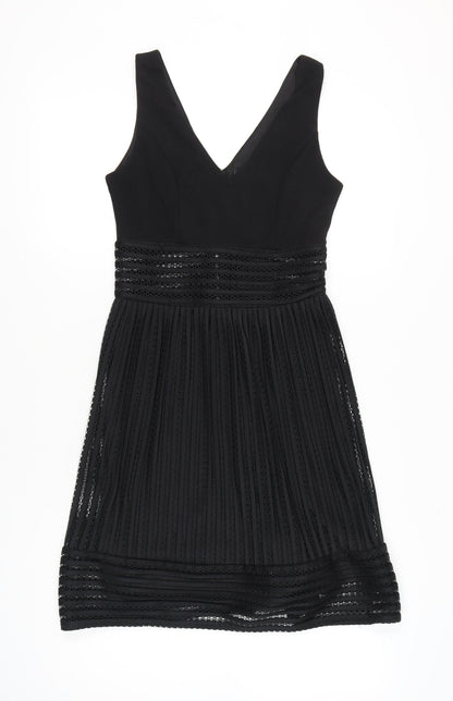 Boohoo Women’s Black Fit & Flare V-Neck Dress Size 10 Party Cocktail