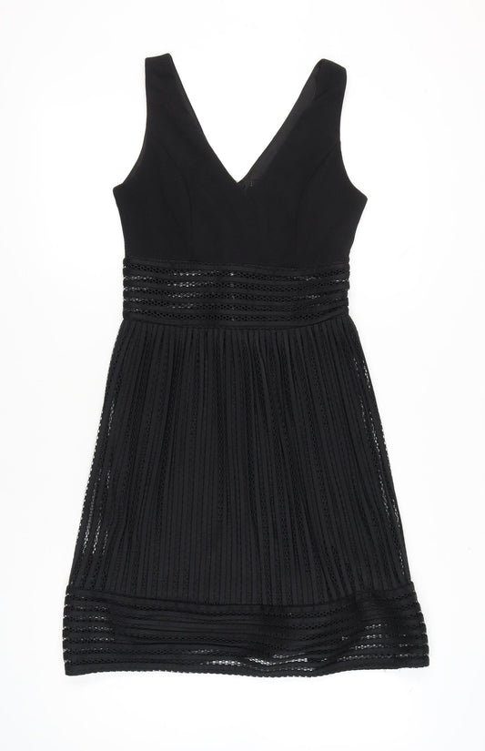 Boohoo Women’s Black Fit & Flare V-Neck Dress Size 10 Party Cocktail