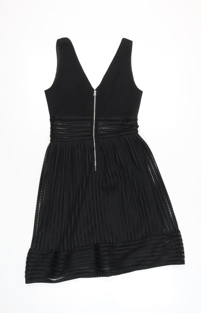 Boohoo Women’s Black Fit & Flare V-Neck Dress Size 10 Party Cocktail