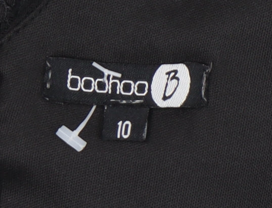 Boohoo Women’s Black Fit & Flare V-Neck Dress Size 10 Party Cocktail