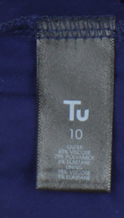 Tu Women Blue Lace Sheath Dress Size 10 Short Sleeve Party