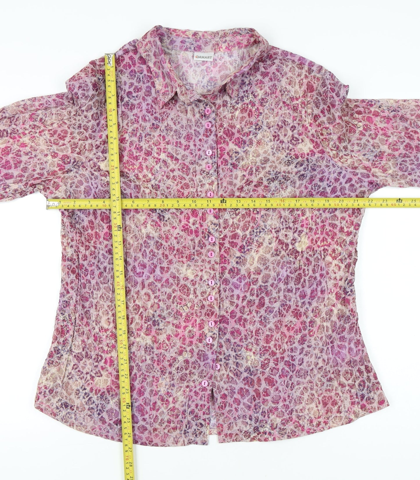 Damart Womens Multicoloured Floral Button-Up Shirt Size 18 3/4 Sleeve Tunic