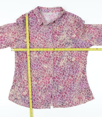Damart Womens Multicoloured Floral Button-Up Shirt Size 18 3/4 Sleeve Tunic