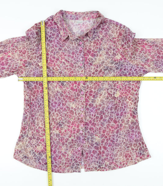 Damart Womens Multicoloured Floral Button-Up Shirt Size 18 3/4 Sleeve Tunic