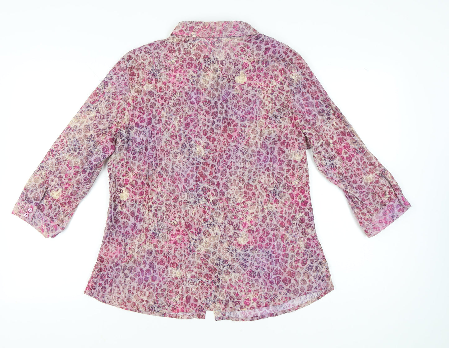 Damart Womens Multicoloured Floral Button-Up Shirt Size 18 3/4 Sleeve Tunic