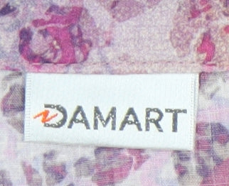 Damart Womens Multicoloured Floral Button-Up Shirt Size 18 3/4 Sleeve Tunic