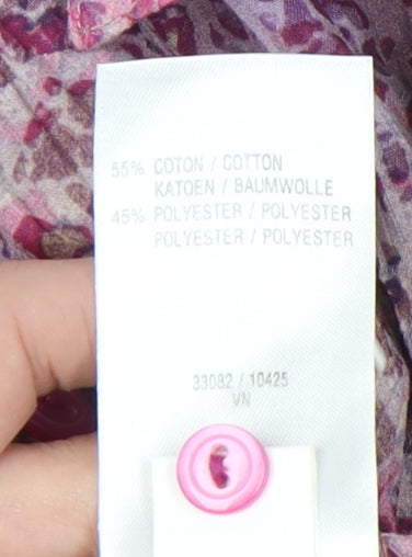 Damart Womens Multicoloured Floral Button-Up Shirt Size 18 3/4 Sleeve Tunic