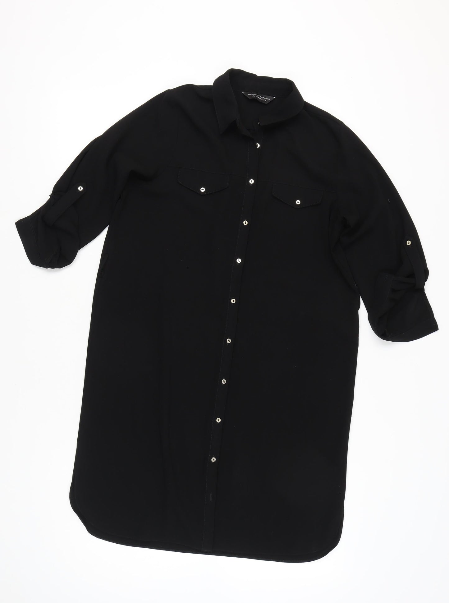 Dorothy Perkins Women’s Black Shirt Dress UK 12 3/4 Sleeve Workwear