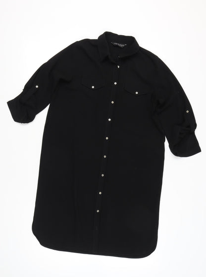 Dorothy Perkins Women’s Black Shirt Dress UK 12 3/4 Sleeve Workwear
