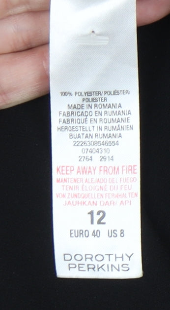 Dorothy Perkins Women’s Black Shirt Dress UK 12 3/4 Sleeve Workwear