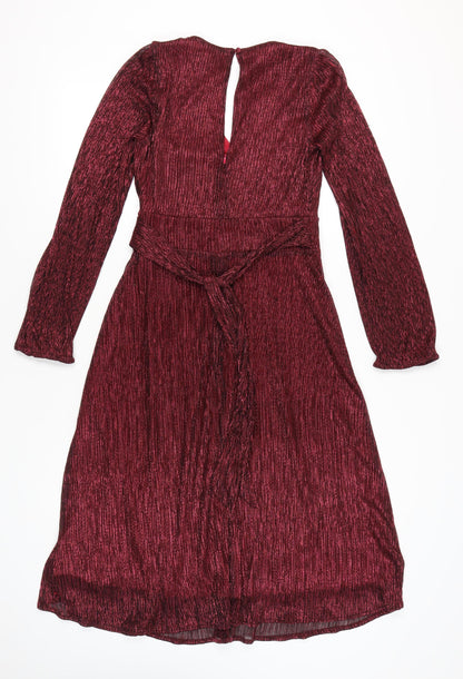 Début Women’s Red Metallic Knee Length A-Line Dress Size 8