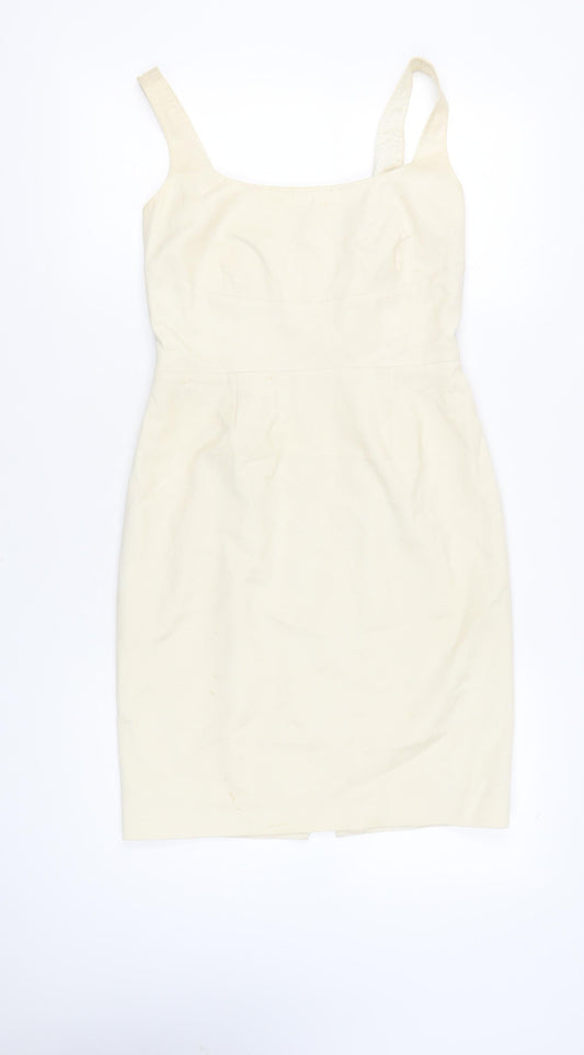 Coast Women Ivory Sheath Dress Size 12 Sleeveless Formal Wedding