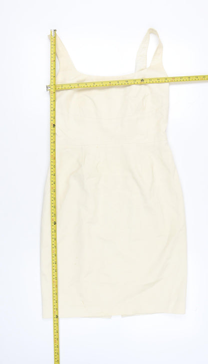 Coast Women Ivory Sheath Dress Size 12 Sleeveless Formal Wedding