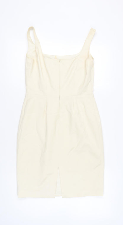 Coast Women Ivory Sheath Dress Size 12 Sleeveless Formal Wedding