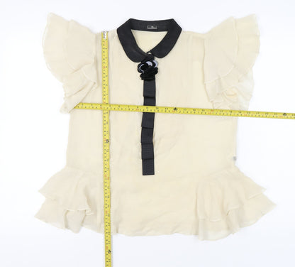 By Malene Birger Women’s Ivory Silk Blouse Size 6 Ruffle Detail