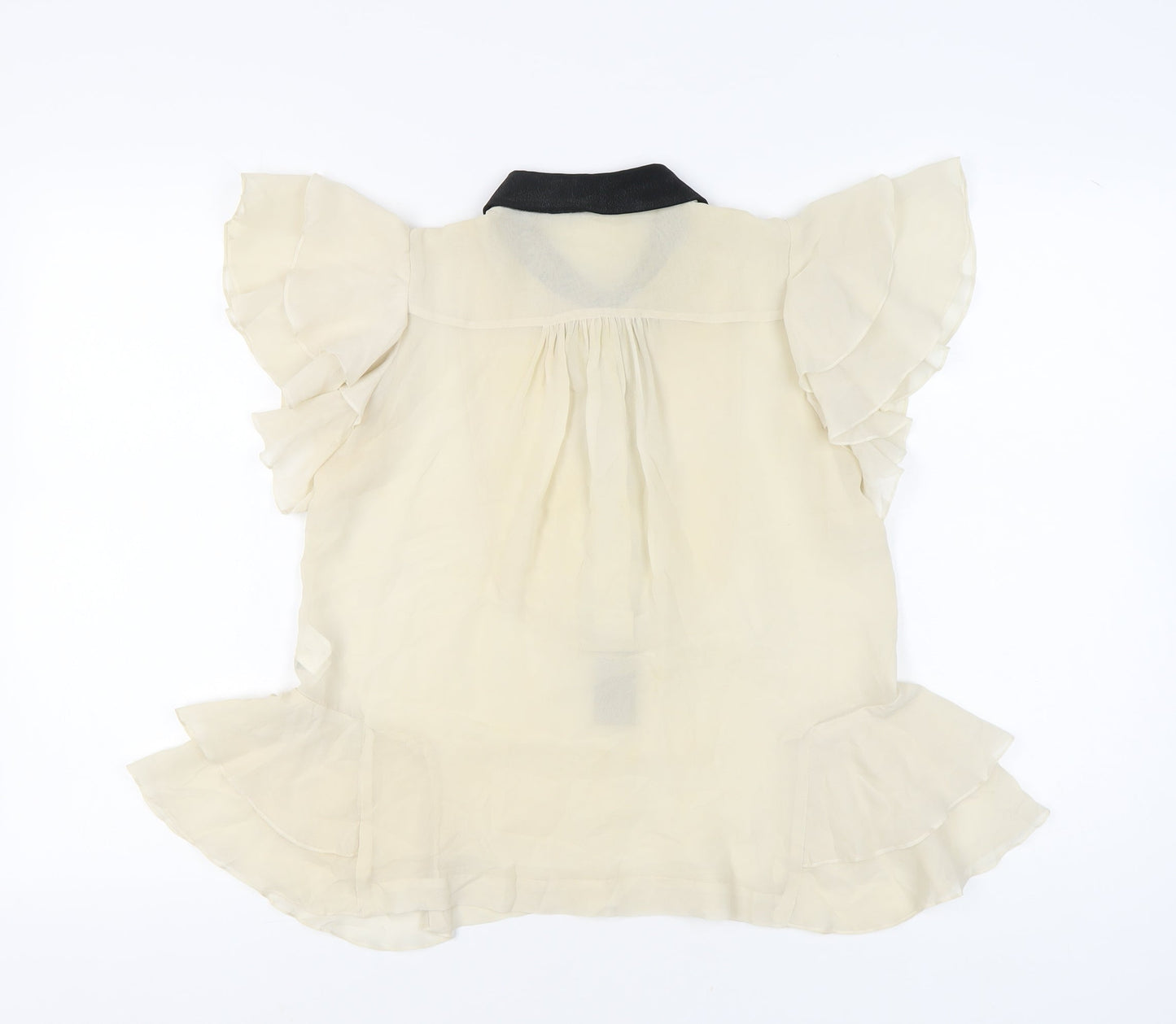 By Malene Birger Women’s Ivory Silk Blouse Size 6 Ruffle Detail
