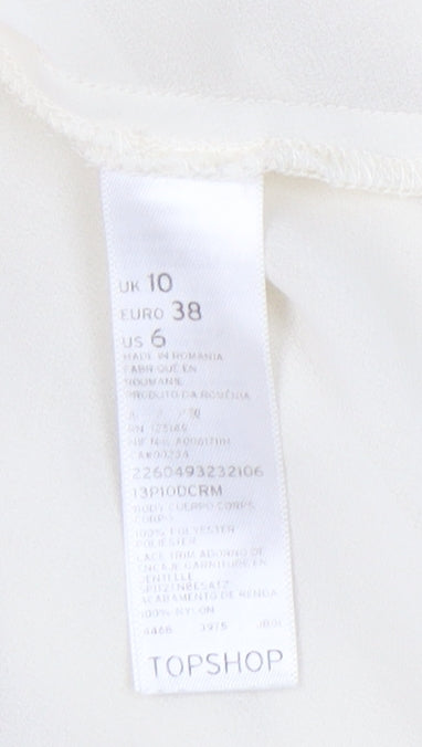Womens UK Size 10 Topshop Ivory Basic Blouse
