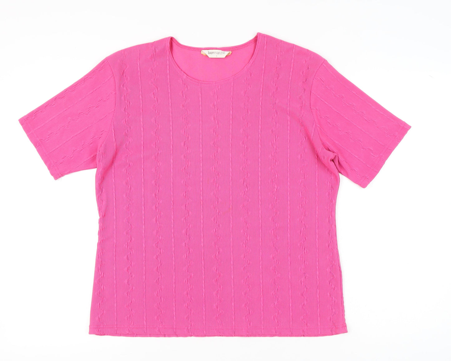 Bonmarché Women’s Pink Short Sleeve T-Shirt Top L Polyester