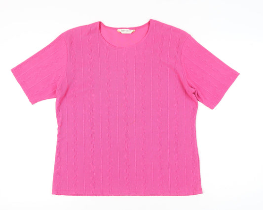 Bonmarché Women’s Pink Short Sleeve T-Shirt Top L Polyester
