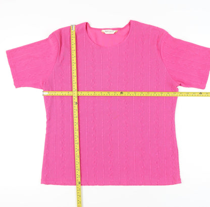 Bonmarché Women’s Pink Short Sleeve T-Shirt Top L Polyester