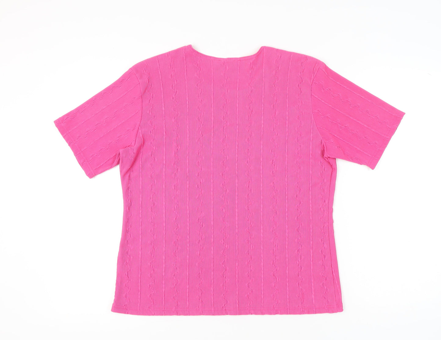 Bonmarché Women’s Pink Short Sleeve T-Shirt Top L Polyester