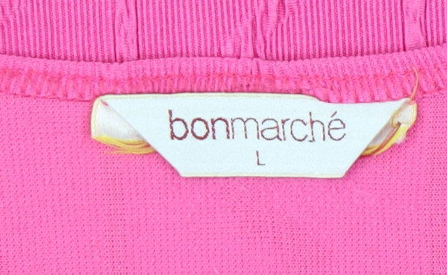 Bonmarché Women’s Pink Short Sleeve T-Shirt Top L Polyester