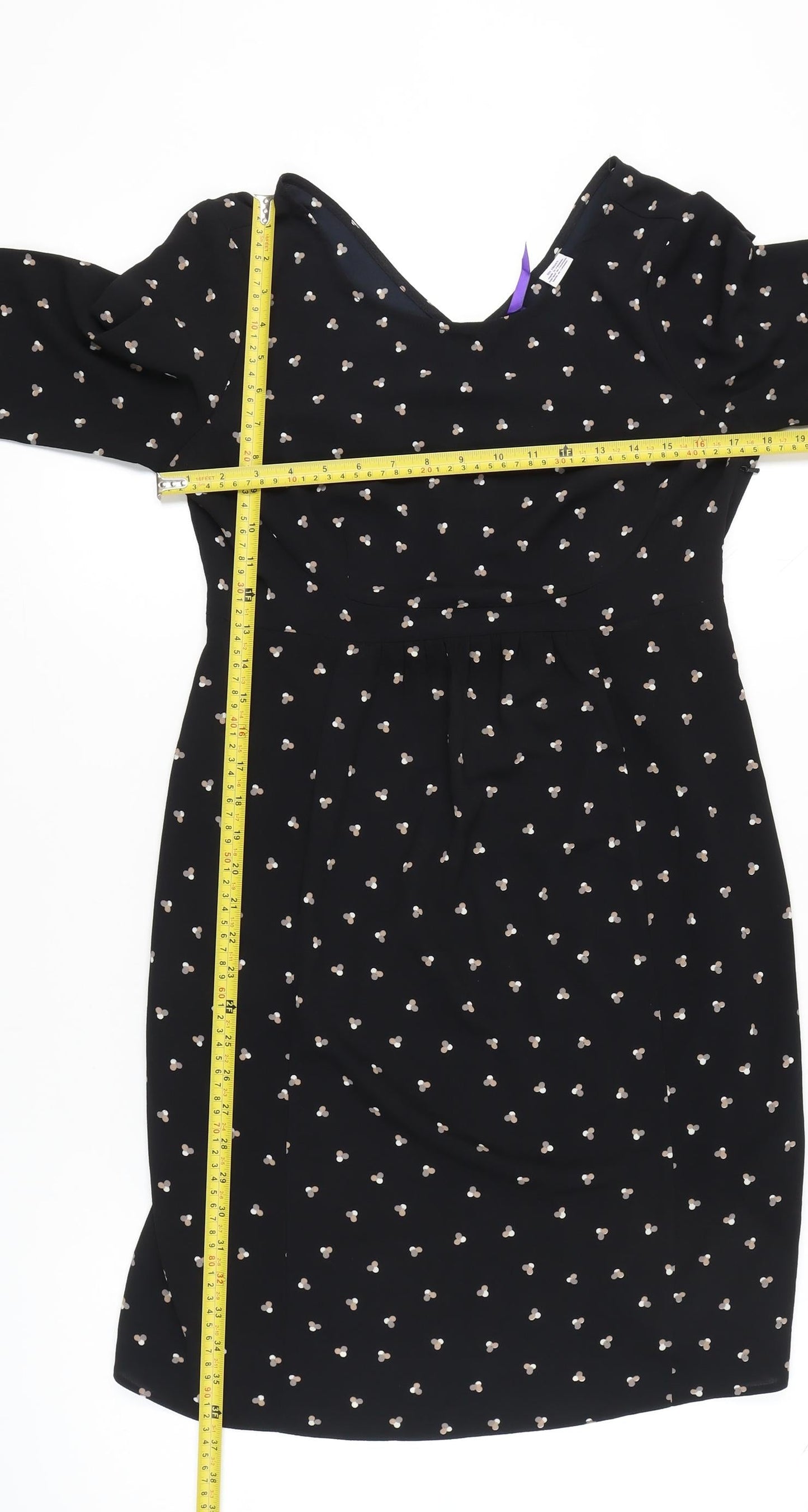 Séraphine Women Black Polka Dot Sheath Dress UK 10